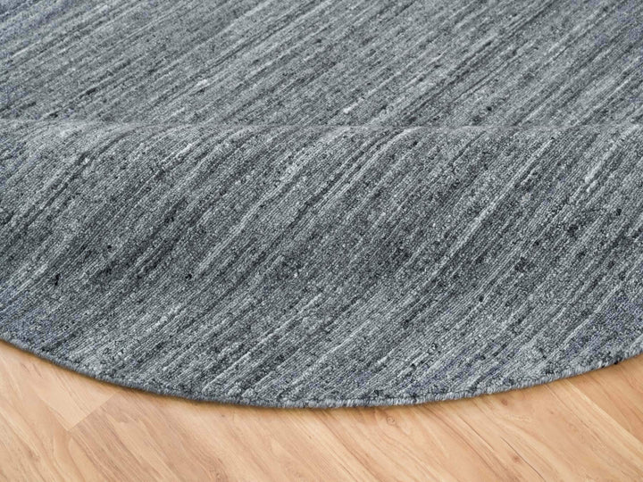 8'0" x 8'0" New Hand Loomed Grey Wool Round Oriental Rug - MOA10265420