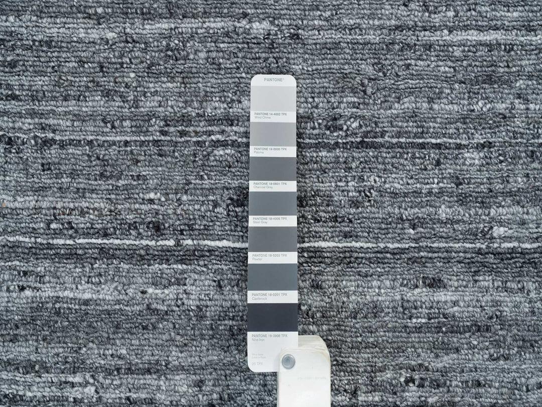 8'0" x 8'0" New Hand Loomed Grey Wool Round Oriental Rug - MOA10265420