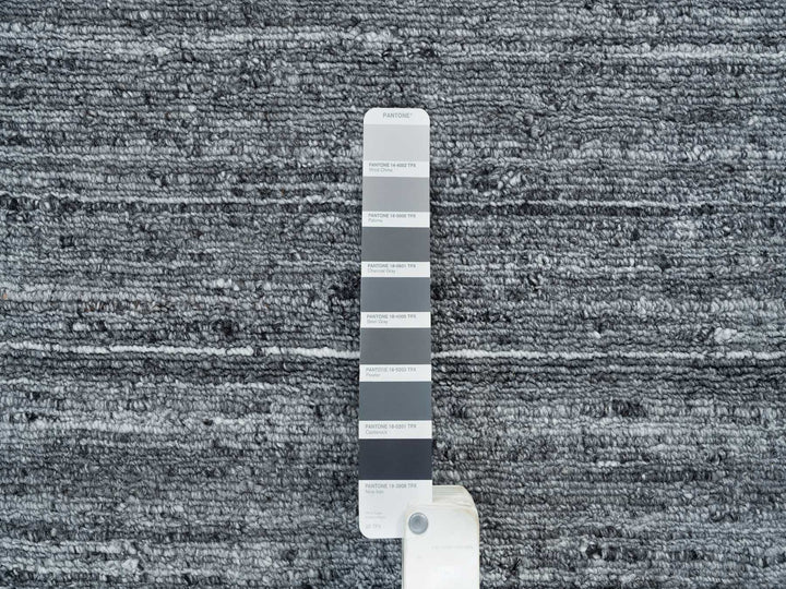 8'0" x 8'0" New Hand Loomed Grey Wool Round Oriental Rug - MOA10265420