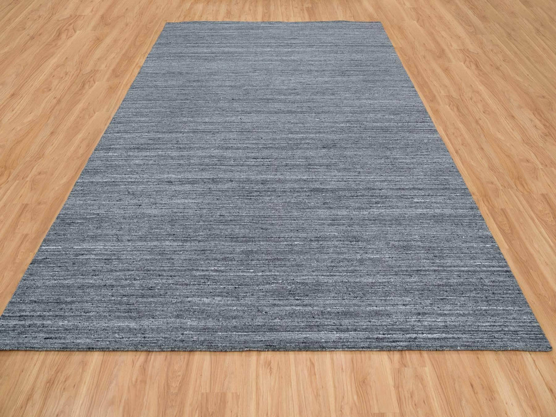 10'3" x 14'0" New Hand Loomed Grey Wool Rectangle Oriental Rug - MOA10265421