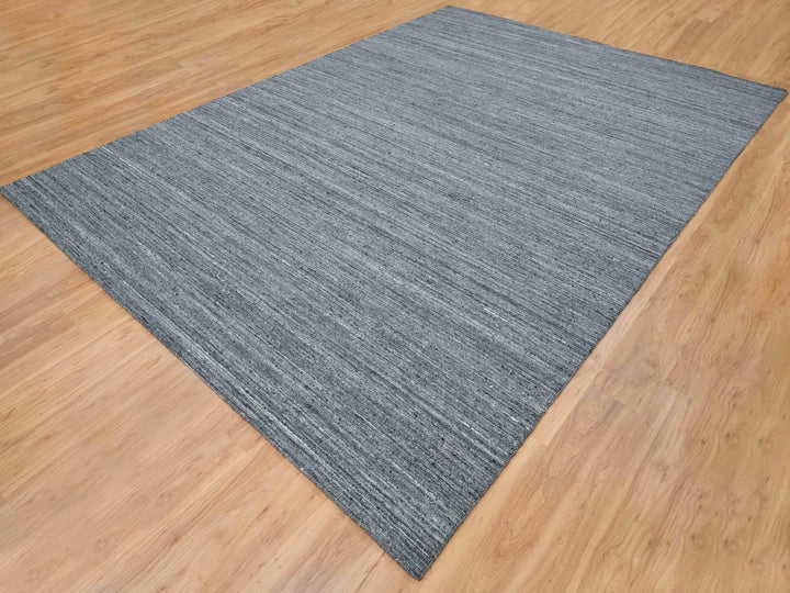 10'3" x 14'0" New Hand Loomed Grey Wool Rectangle Oriental Rug - MOA10265421