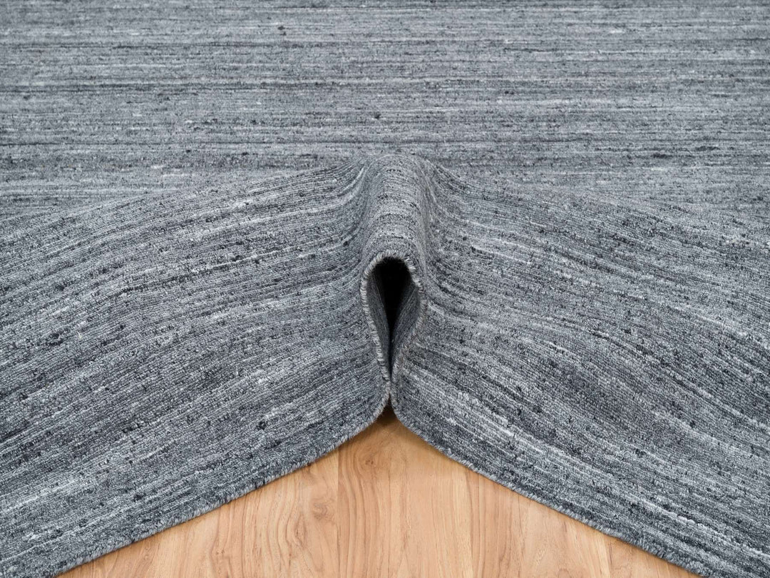 10'3" x 14'0" New Hand Loomed Grey Wool Rectangle Oriental Rug - MOA10265421