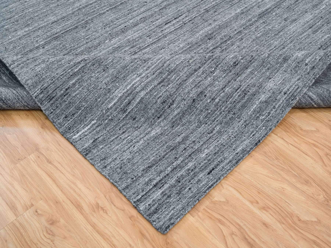 10'3" x 14'0" New Hand Loomed Grey Wool Rectangle Oriental Rug - MOA10265421