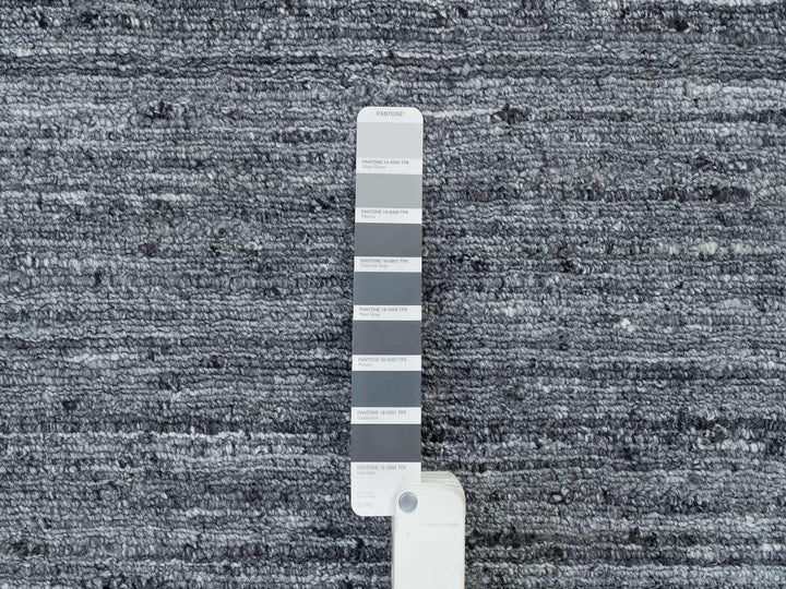 10'3" x 14'0" New Hand Loomed Grey Wool Rectangle Oriental Rug - MOA10265421