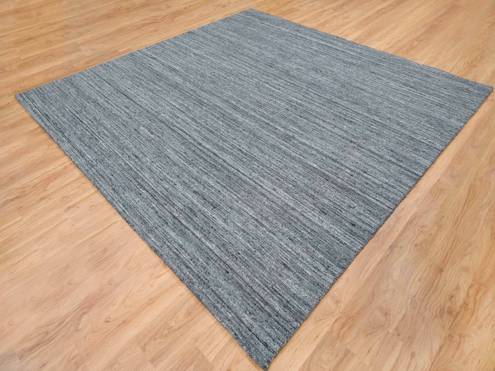 10'1" x 10'0" New Hand Loomed Grey Wool Square Oriental Rug - MOA10265422