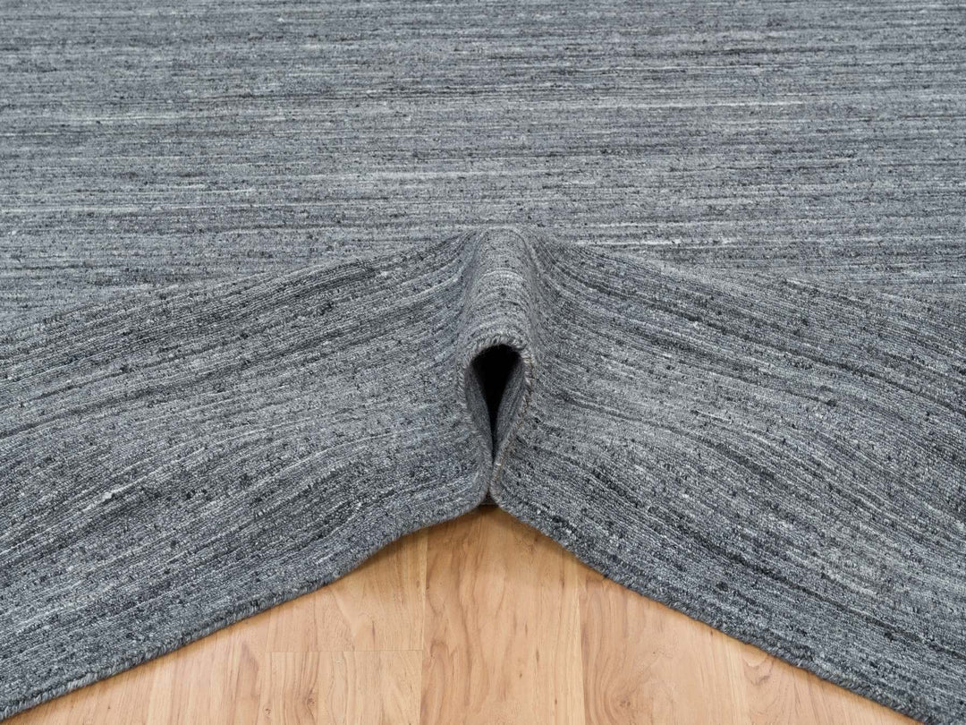 12'0" x 12'0" New Hand Loomed Grey Wool Square Oriental Rug - MOA10265424