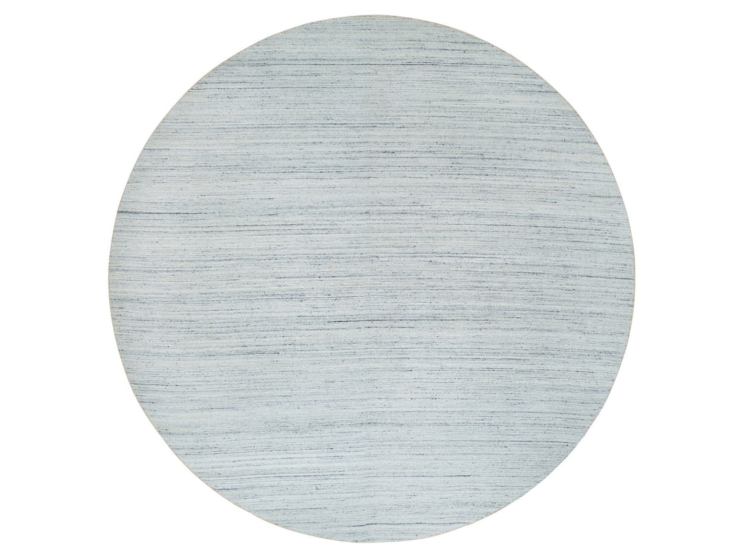 12'0" x 12'0" New Hand Loomed Ivory Wool Round Oriental Rug - MOA10265426