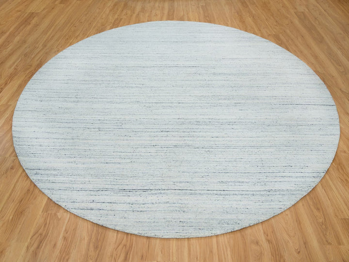 12'0" x 12'0" New Hand Loomed Ivory Wool Round Oriental Rug - MOA10265426