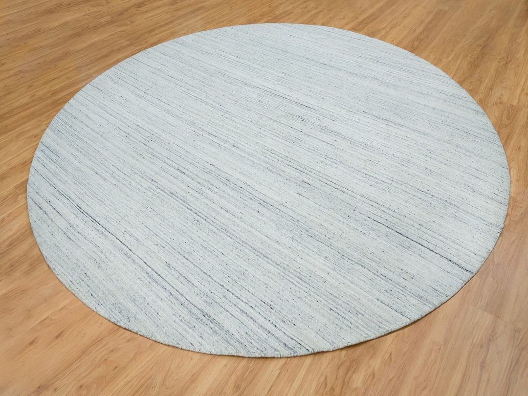 12'0" x 12'0" New Hand Loomed Ivory Wool Round Oriental Rug - MOA10265426