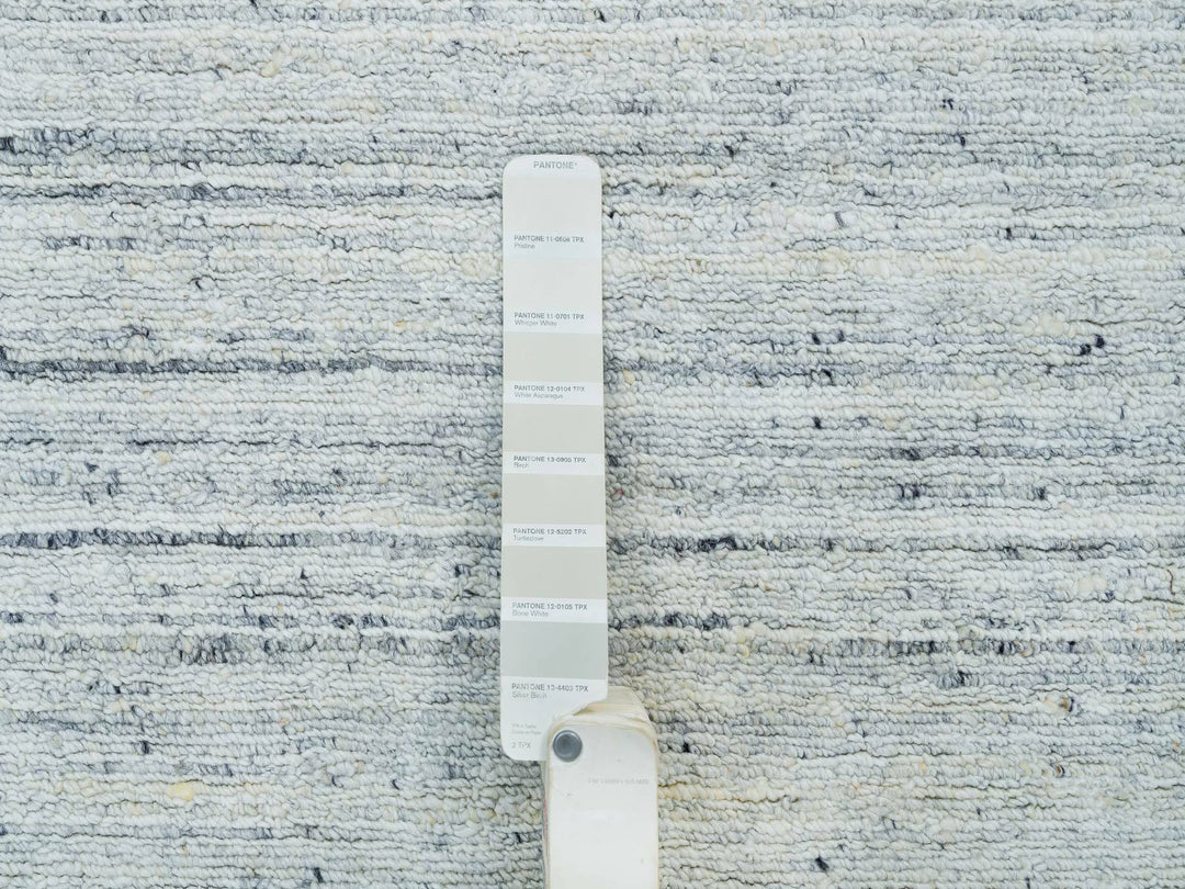 12'0" x 12'0" New Hand Loomed Ivory Wool Round Oriental Rug - MOA10265426