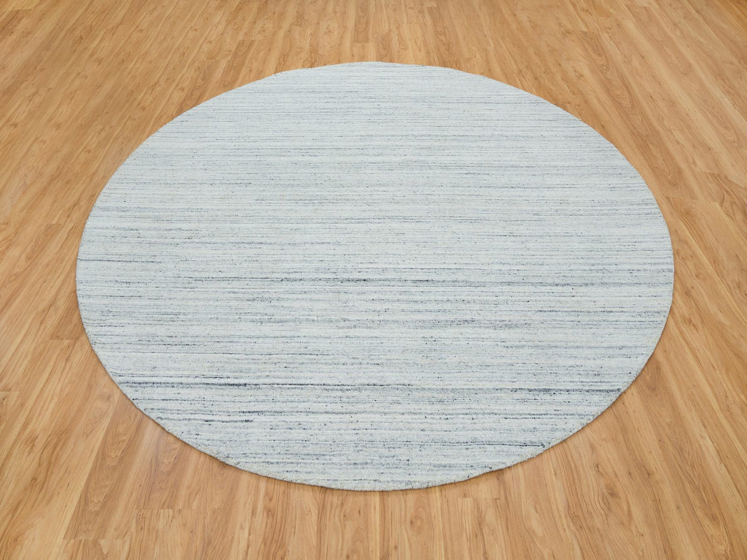 10'0" x 10'0" New Hand Loomed Ivory Wool Round Oriental Rug - MOA10265431