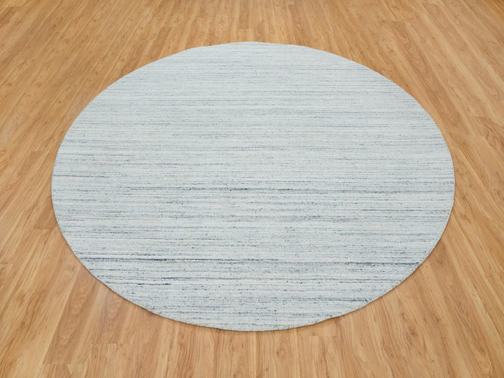 10'0" x 10'0" New Hand Loomed Ivory Wool Round Oriental Rug - MOA10265431