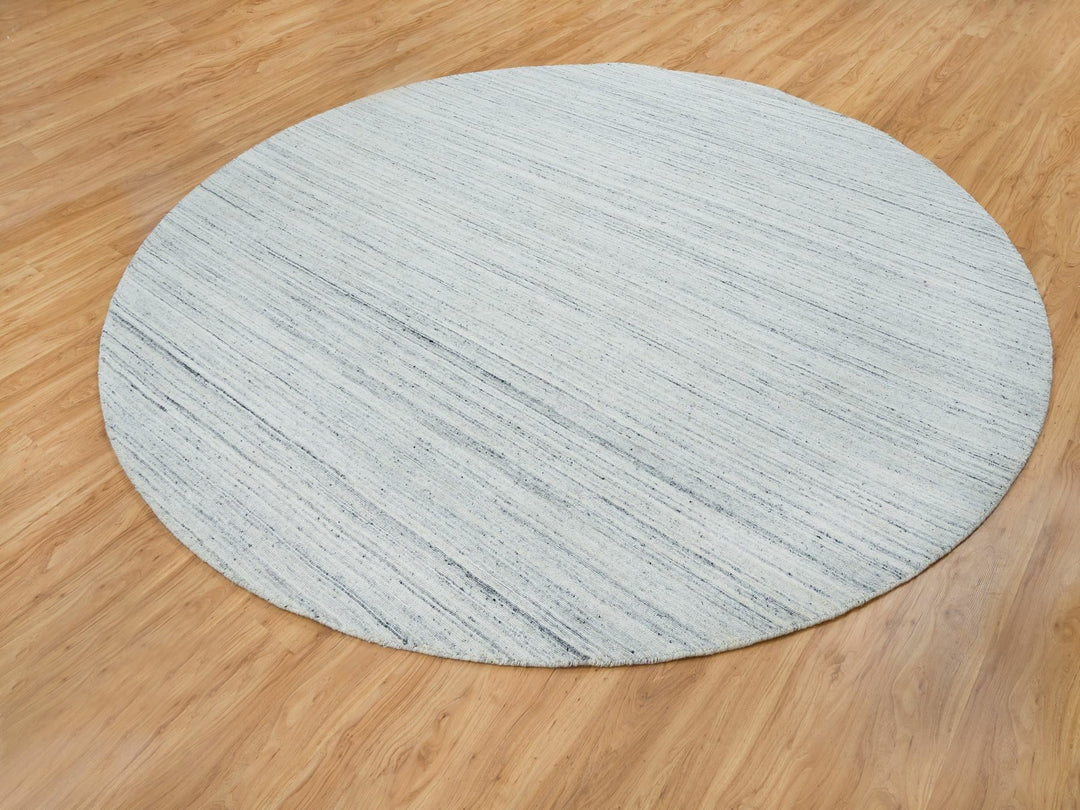 10'0" x 10'0" New Hand Loomed Ivory Wool Round Oriental Rug - MOA10265431