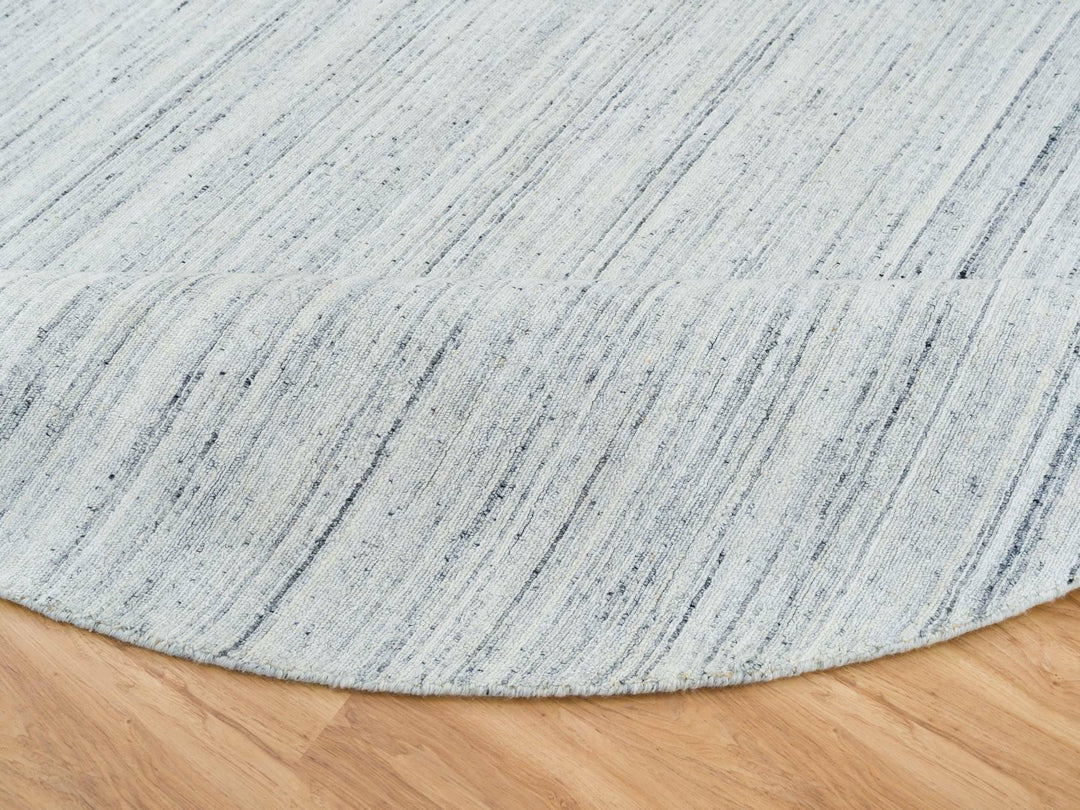 10'0" x 10'0" New Hand Loomed Ivory Wool Round Oriental Rug - MOA10265431