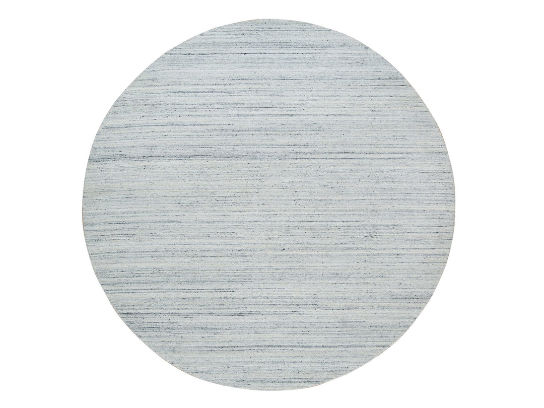 8'0" x 8'0" New Hand Loomed Ivory Wool Round Oriental Rug - MOA10265432