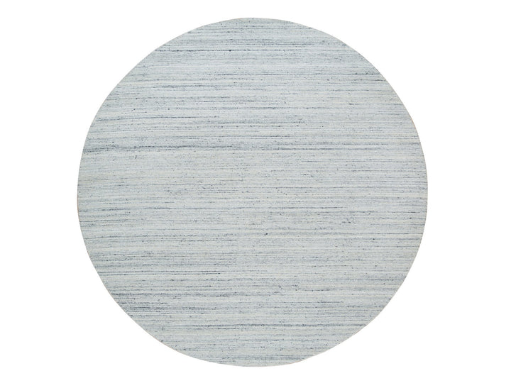 8'0" x 8'0" New Hand Loomed Ivory Wool Round Oriental Rug - MOA10265432