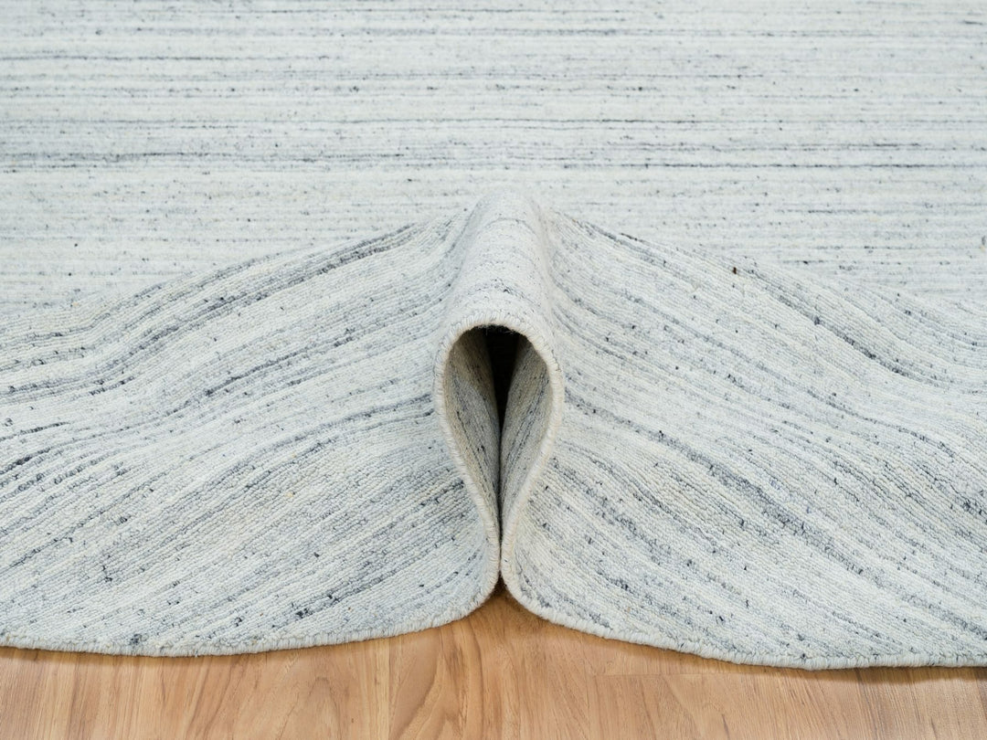 8'0" x 8'0" New Hand Loomed Ivory Wool Round Oriental Rug - MOA10265432