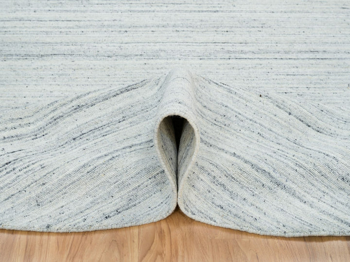 8'0" x 8'0" New Hand Loomed Ivory Wool Round Oriental Rug - MOA10265432