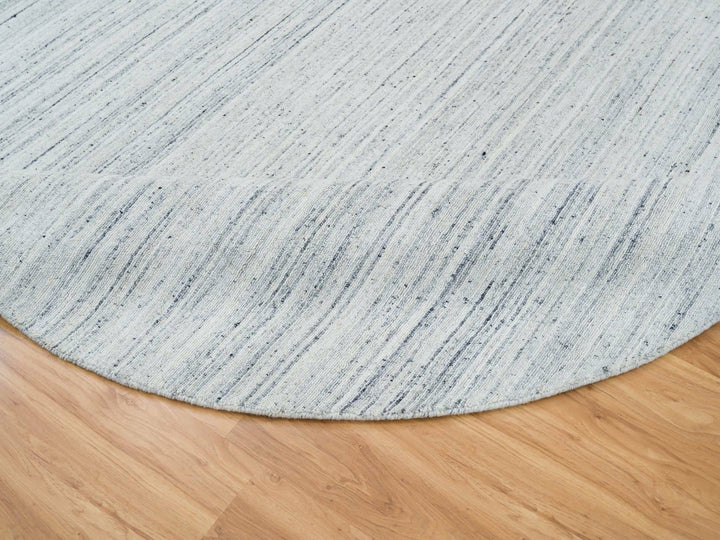 8'0" x 8'0" New Hand Loomed Ivory Wool Round Oriental Rug - MOA10265432