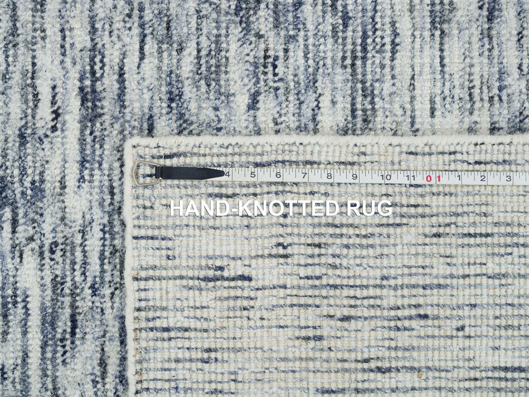 6'1" x 6'0" New Hand Loomed Blue Wool Square Oriental Rug - MOA10265437