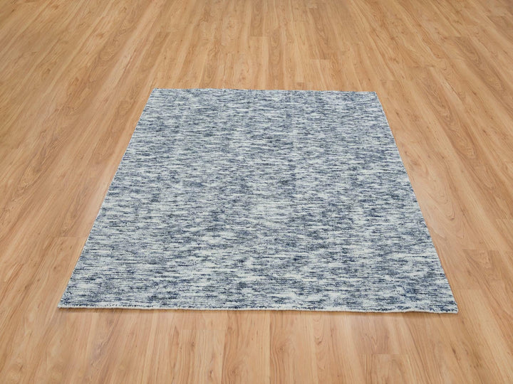 6'0" x 6'0" New Hand Loomed Blue Wool Square Oriental Rug - MOA10265438