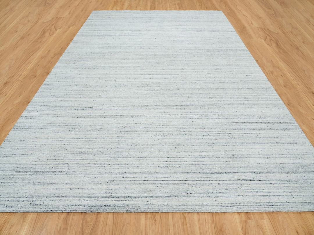 10'1" x 14'1" New Hand Loomed Ivory Wool Rectangle Oriental Rug - MOA10265451