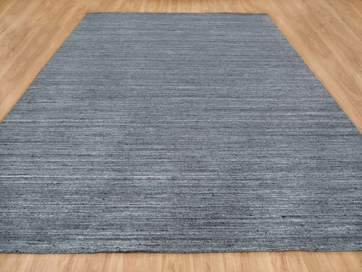 12'1" x 15'1" New Hand Loomed Grey Wool Rectangle Oriental Rug - MOA10265454