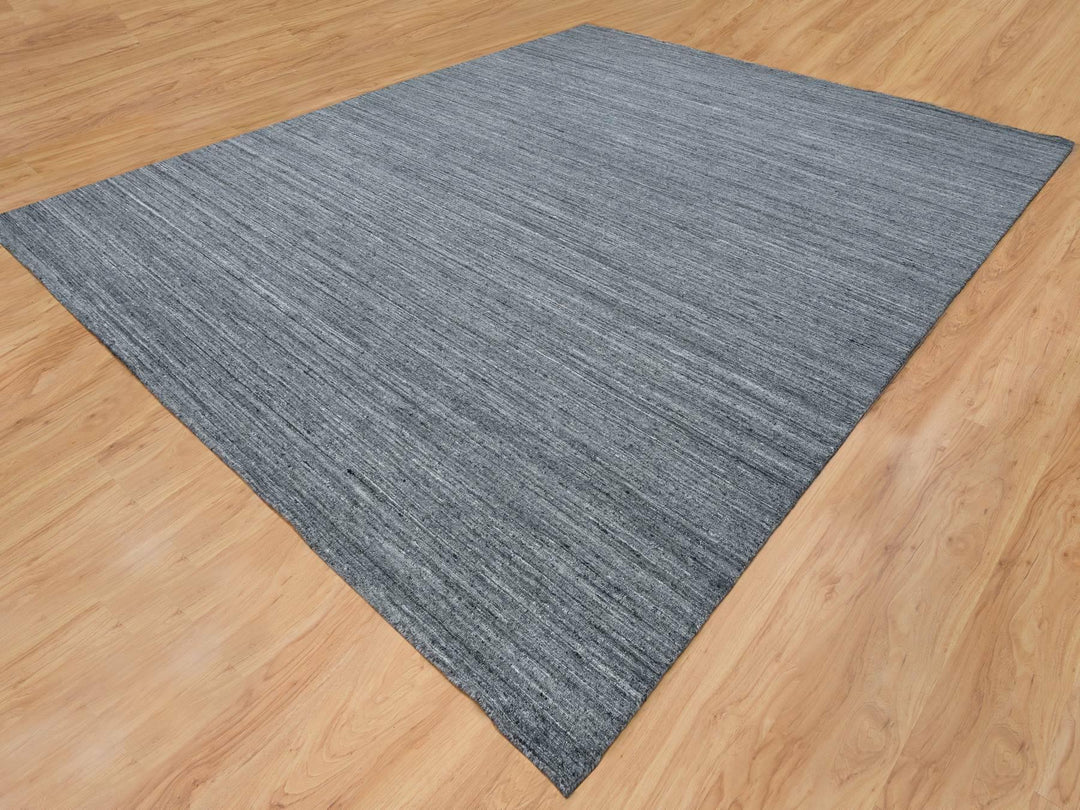 12'1" x 15'1" New Hand Loomed Grey Wool Rectangle Oriental Rug - MOA10265454