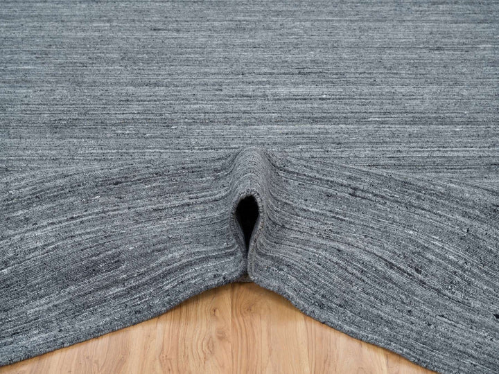 12'1" x 15'1" New Hand Loomed Grey Wool Rectangle Oriental Rug - MOA10265454