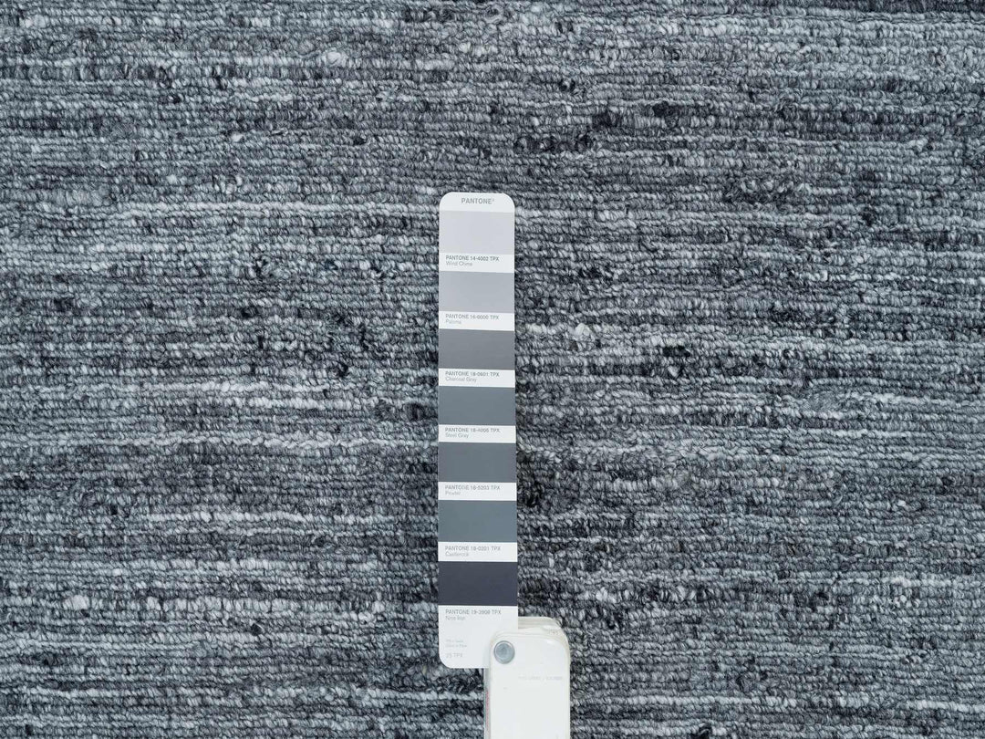 12'1" x 15'1" New Hand Loomed Grey Wool Rectangle Oriental Rug - MOA10265454