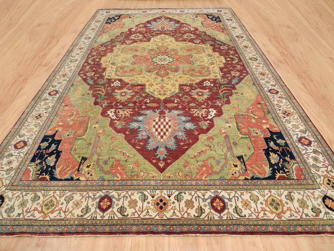 12'0" x 18'2" New Hand Knotted Red Wool Rectangle Oriental Rug - MOA10265502