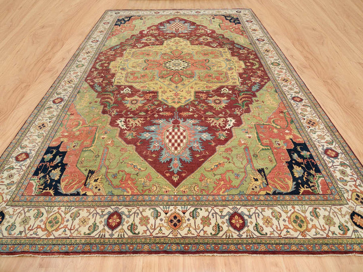 12'0" x 18'2" New Hand Knotted Red Wool Rectangle Oriental Rug - MOA10265502