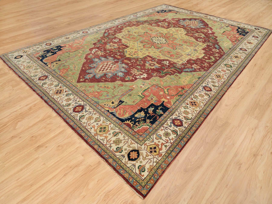 12'0" x 18'2" New Hand Knotted Red Wool Rectangle Oriental Rug - MOA10265502