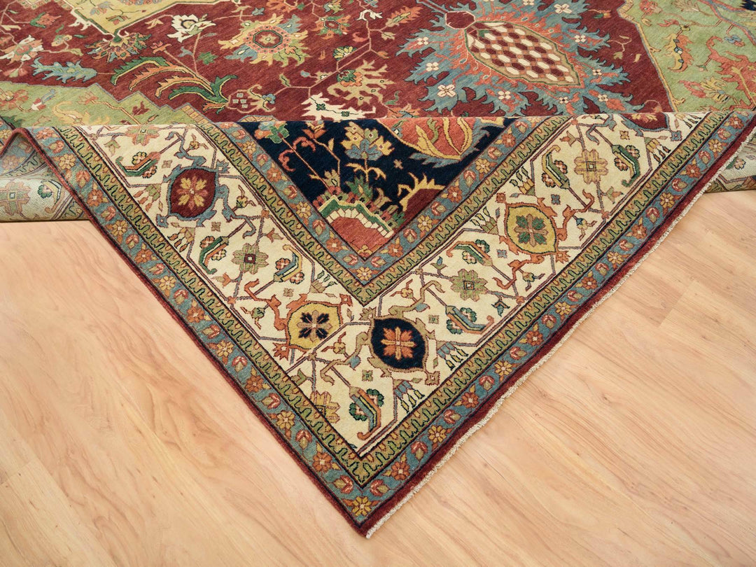 12'0" x 18'2" New Hand Knotted Red Wool Rectangle Oriental Rug - MOA10265502