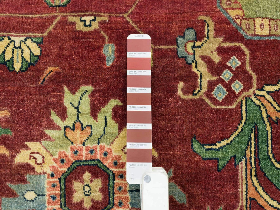 12'0" x 18'2" New Hand Knotted Red Wool Rectangle Oriental Rug - MOA10265502