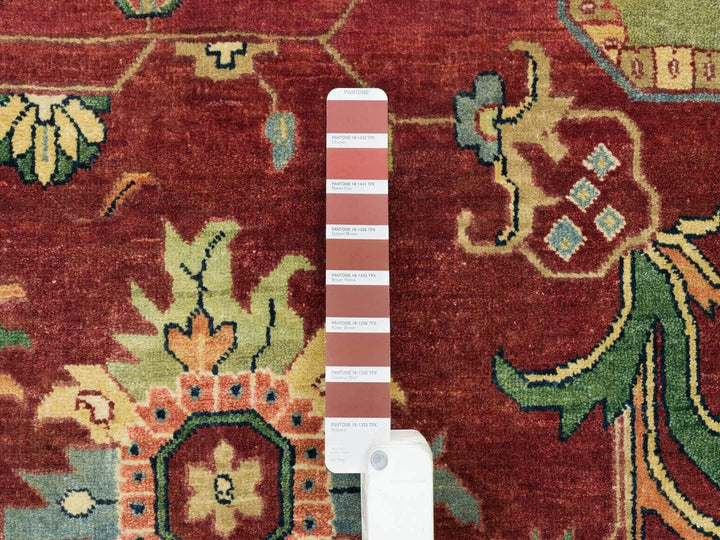 12'0" x 18'2" New Hand Knotted Red Wool Rectangle Oriental Rug - MOA10265502