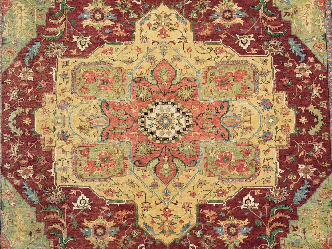 12'0" x 18'2" New Hand Knotted Red Wool Rectangle Oriental Rug - MOA10265502