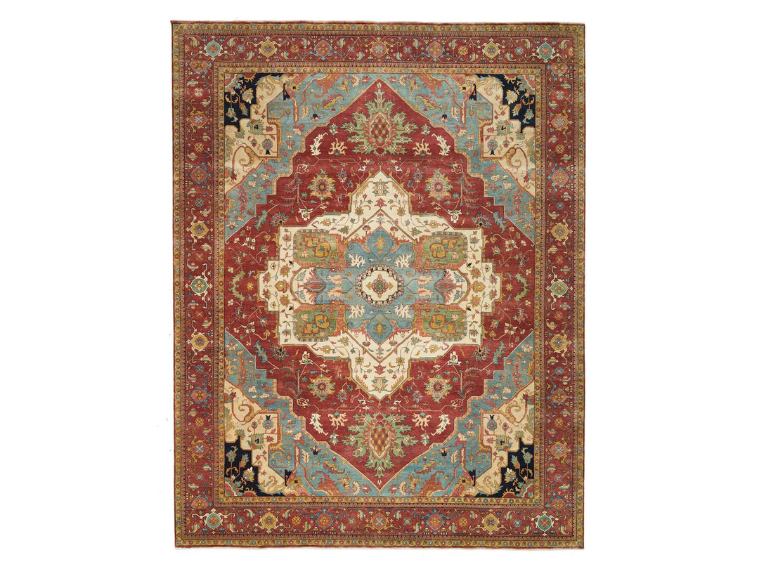 12'0" x 15'2" New Hand Knotted Red Wool Rectangle Oriental Rug - MOA10265509