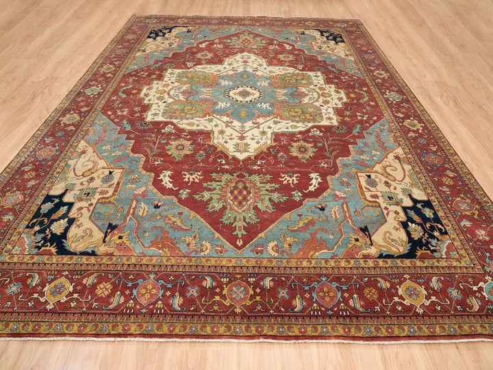 12'0" x 15'2" New Hand Knotted Red Wool Rectangle Oriental Rug - MOA10265509