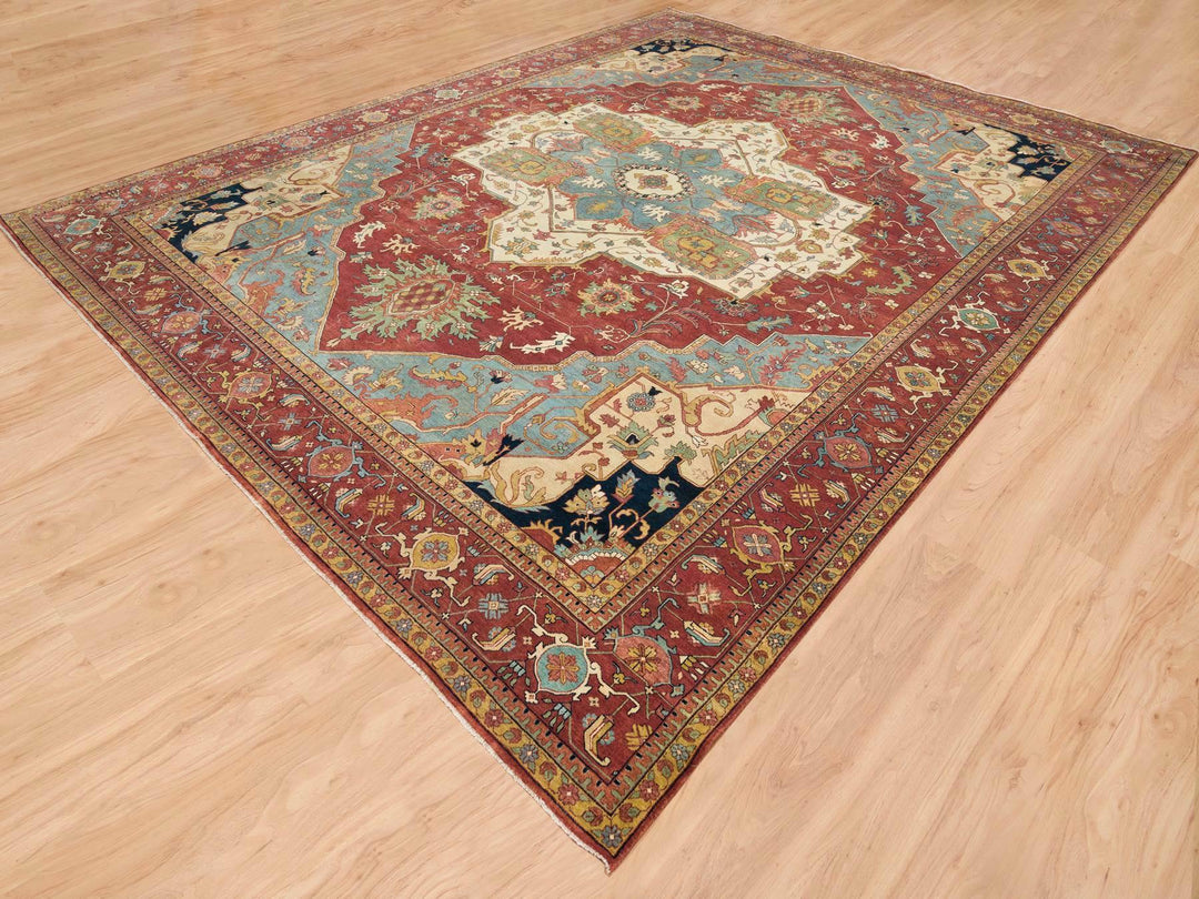 12'0" x 15'2" New Hand Knotted Red Wool Rectangle Oriental Rug - MOA10265509