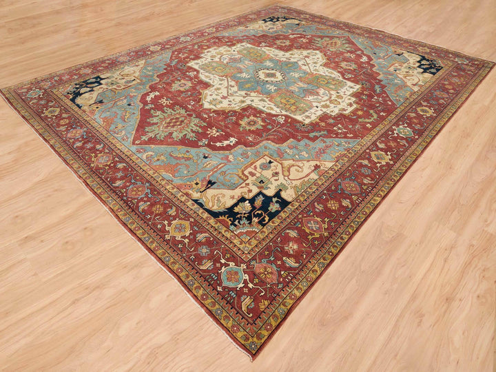 12'0" x 15'2" New Hand Knotted Red Wool Rectangle Oriental Rug - MOA10265509