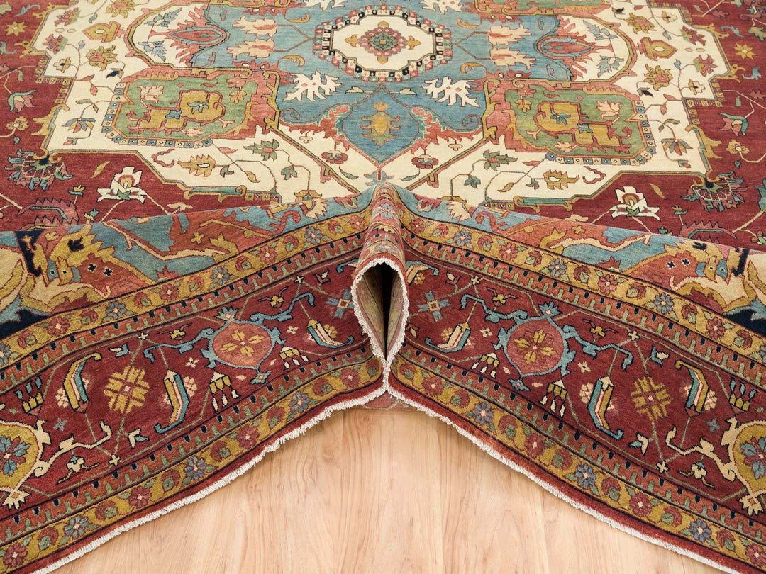 12'0" x 15'2" New Hand Knotted Red Wool Rectangle Oriental Rug - MOA10265509