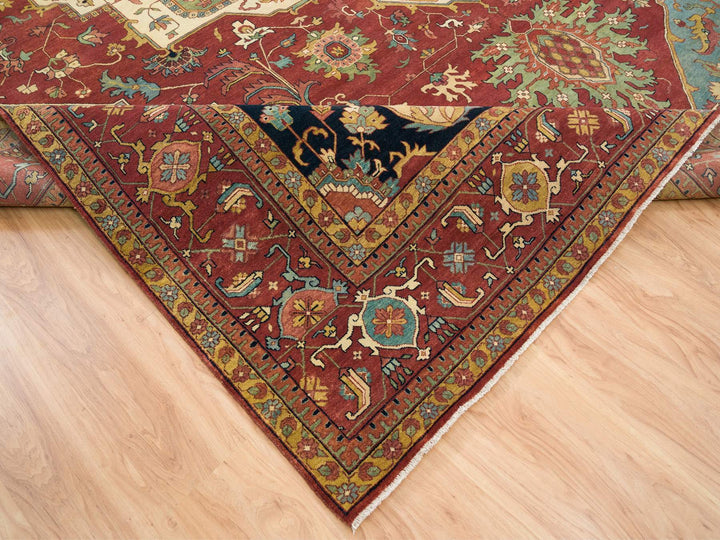 12'0" x 15'2" New Hand Knotted Red Wool Rectangle Oriental Rug - MOA10265509