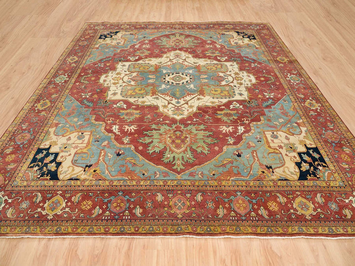 12'1" x 12'2" New Hand Knotted Red Wool Square Oriental Rug - MOA10265510