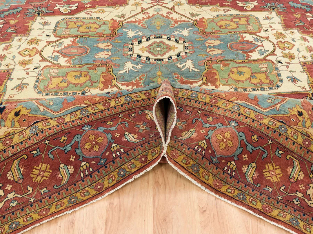 12'1" x 12'2" New Hand Knotted Red Wool Square Oriental Rug - MOA10265510