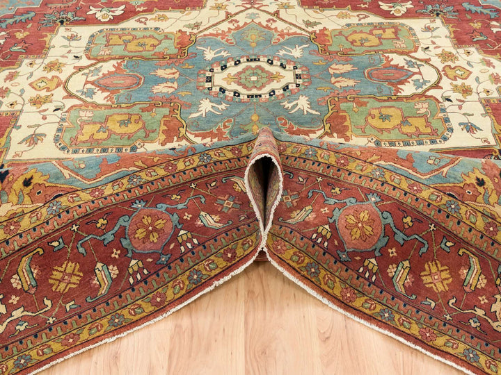 12'1" x 12'2" New Hand Knotted Red Wool Square Oriental Rug - MOA10265510