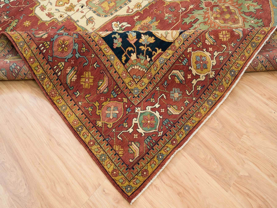 12'1" x 12'2" New Hand Knotted Red Wool Square Oriental Rug - MOA10265510