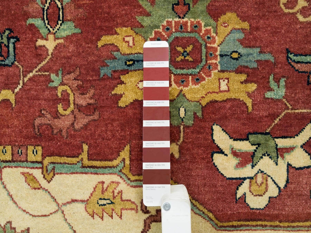 12'1" x 12'2" New Hand Knotted Red Wool Square Oriental Rug - MOA10265510