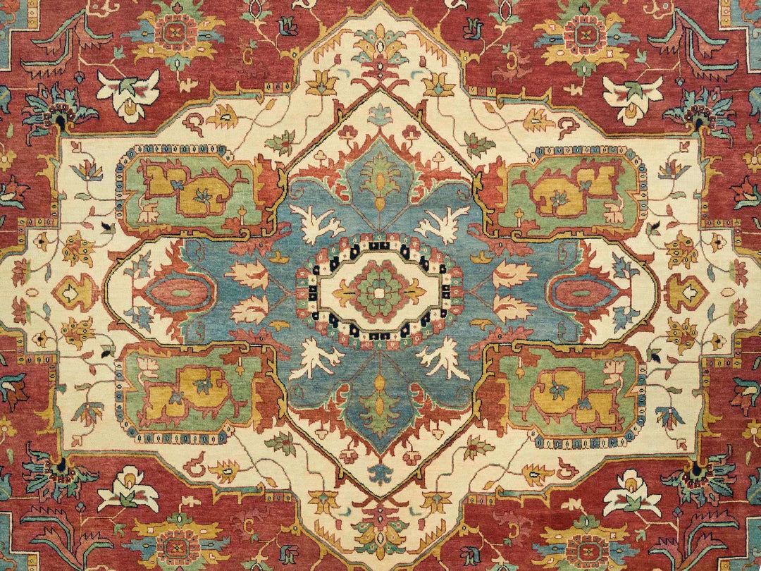 12'1" x 12'2" New Hand Knotted Red Wool Square Oriental Rug - MOA10265510