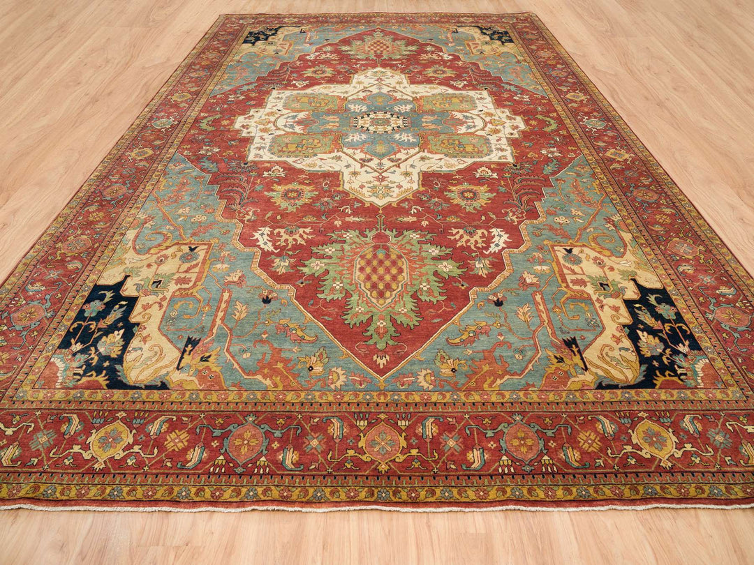 12'1" x 18'2" New Hand Knotted Red Wool Rectangle Oriental Rug - MOA10265511